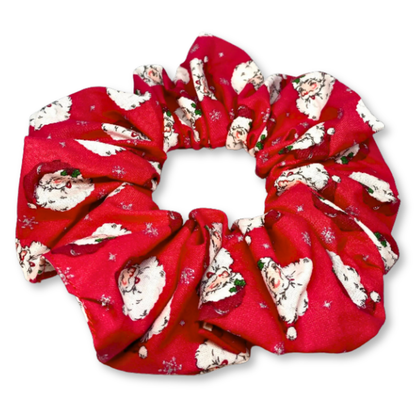 Red Santa Glitter Christmas Scrunchie