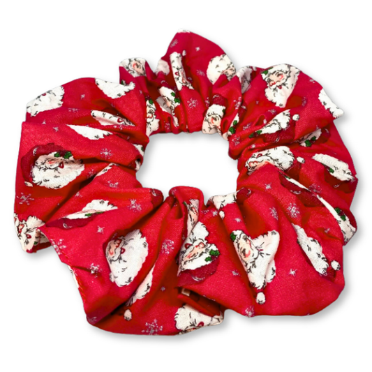 Red Santa Glitter Christmas Scrunchie