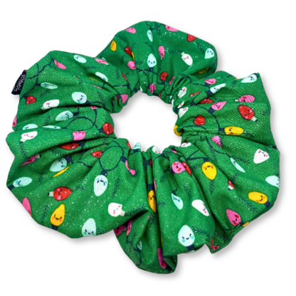 Glitter Green Christmas Lights Scrunchie