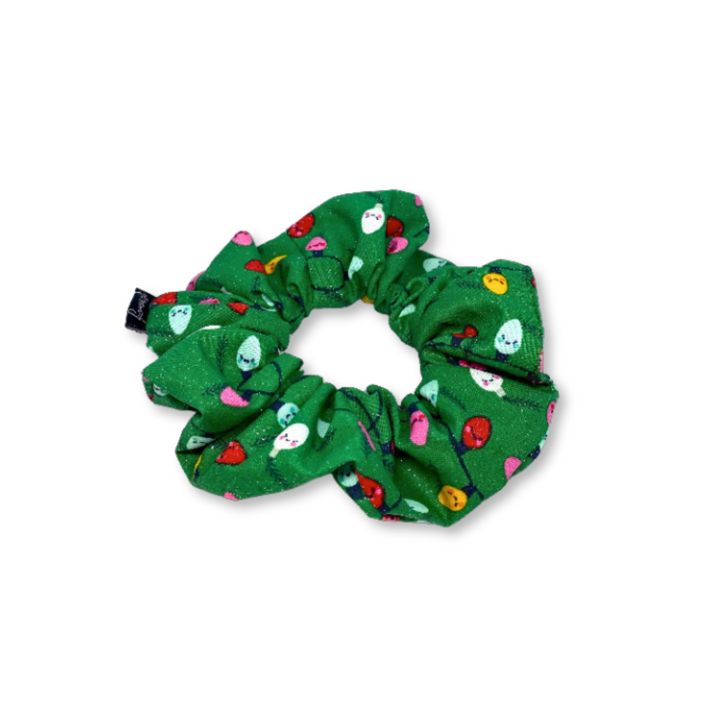 Mini Glitter Green Christmas Lights Scrunchie