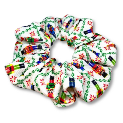 White Nutcracker Bullet Christmas Scrunchie Enchanted Scrunch