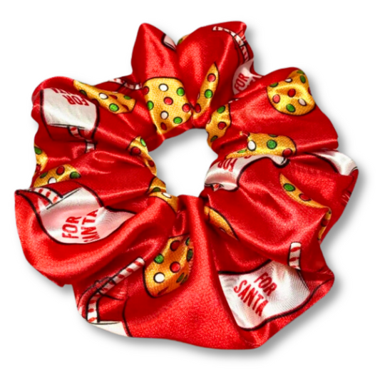 Red Cookies and Milk Silk Christmas Scrunchie