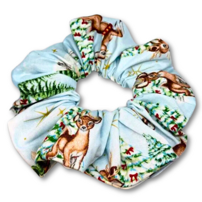 Blue Reindeer Christmas Scrunchie