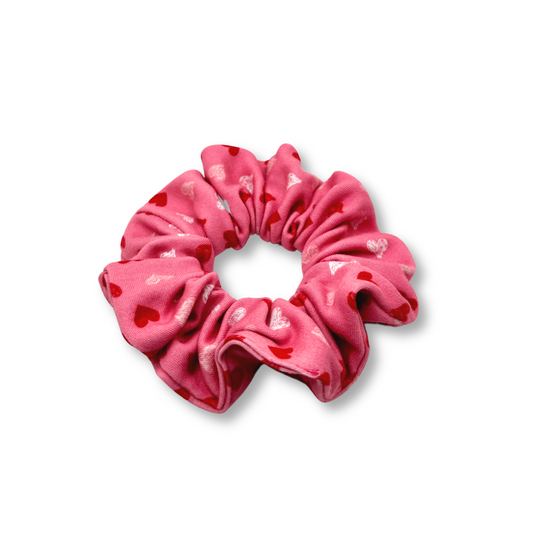 Mini Pink Heart Valentine's Day Scrunchie