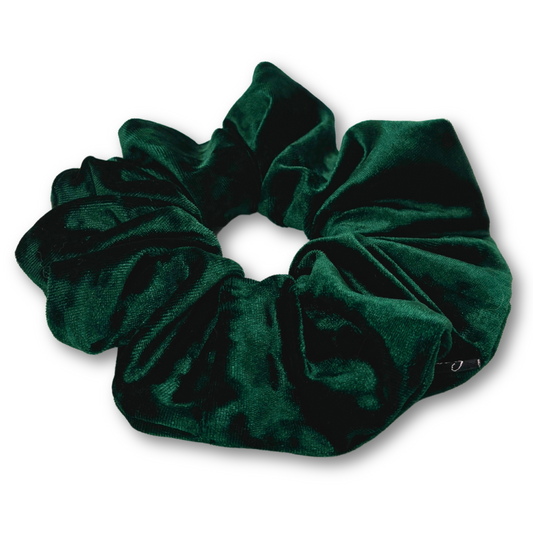 Dark Green Crushed Velvet Scrunchie