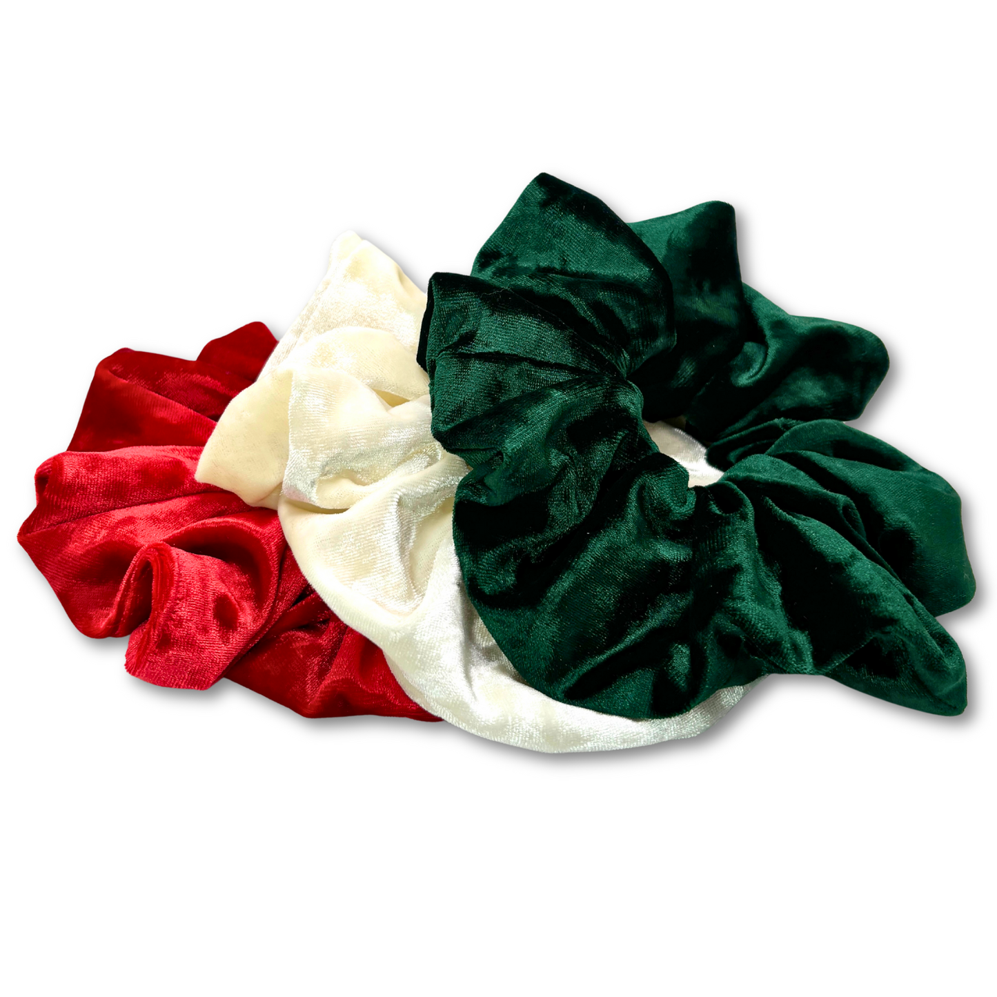 Christmas Crushed Velvet Scrunchie Trio