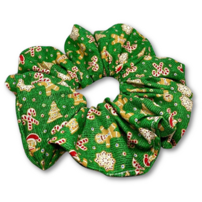 Green Gingerbread Cookies Christmas Scrunchie