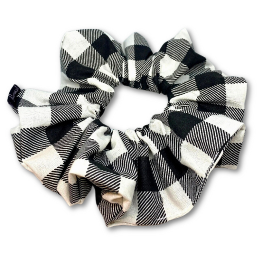 Black and White Buffalo Christmas Scrunchie