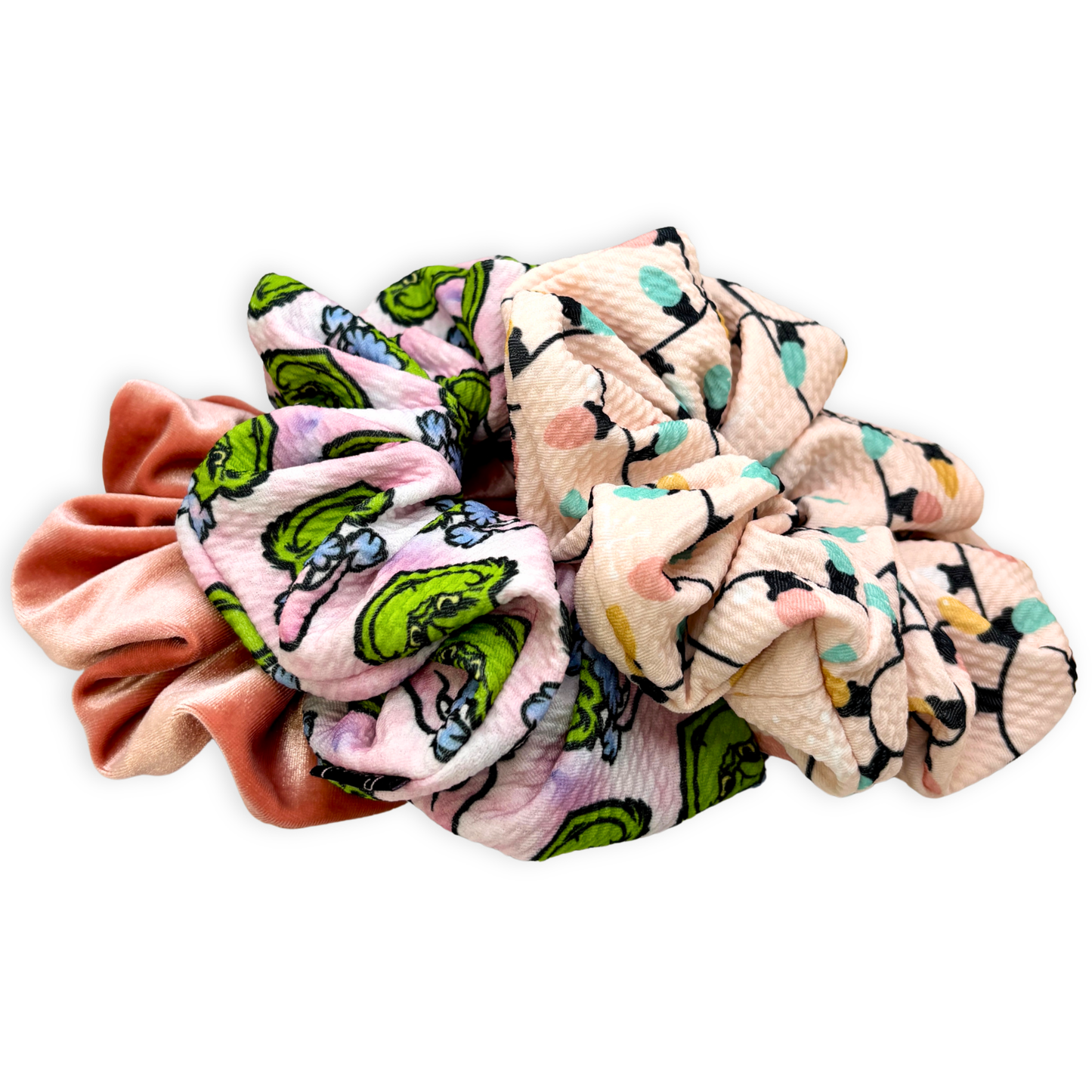 Pink Christmas Scrunchie Trio