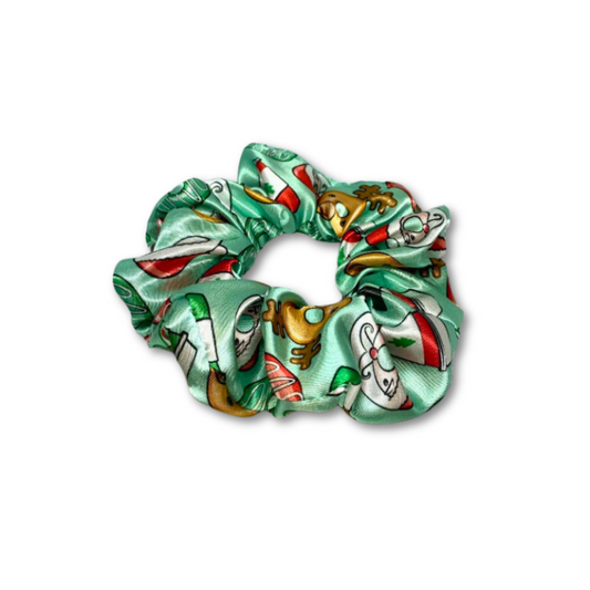 Mini Green Silk Christmas Donuts Scrunchie