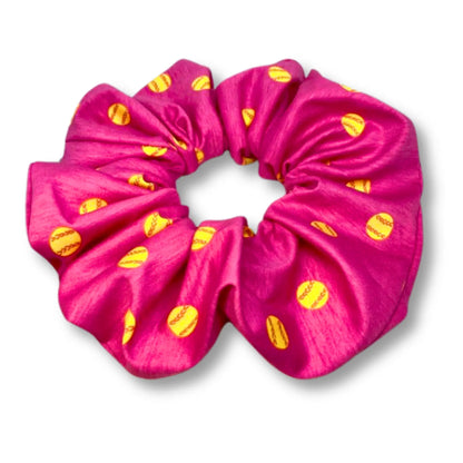 Pink Softball Scrunchie