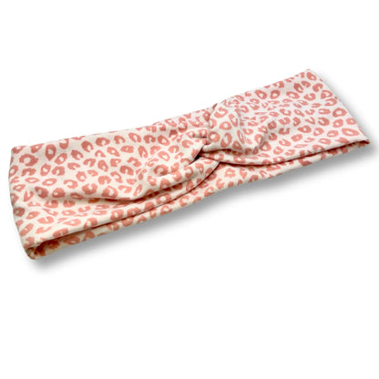 Pink Leopard Twist Knot Headband