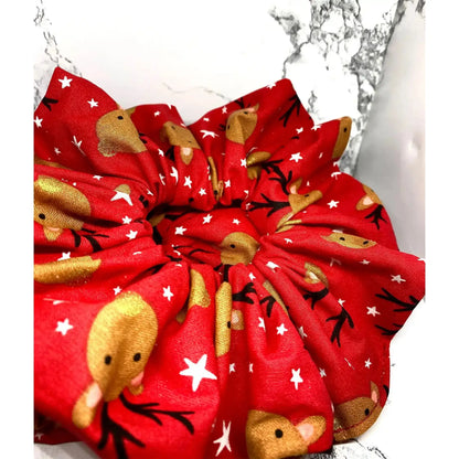 Red Reindeer Christmas Scrunchie Enchanted Scrunch