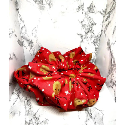 Red Reindeer Christmas Scrunchie Enchanted Scrunch