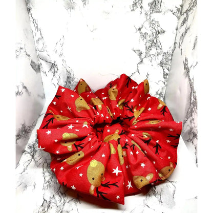 Red Reindeer Christmas Scrunchie Enchanted Scrunch