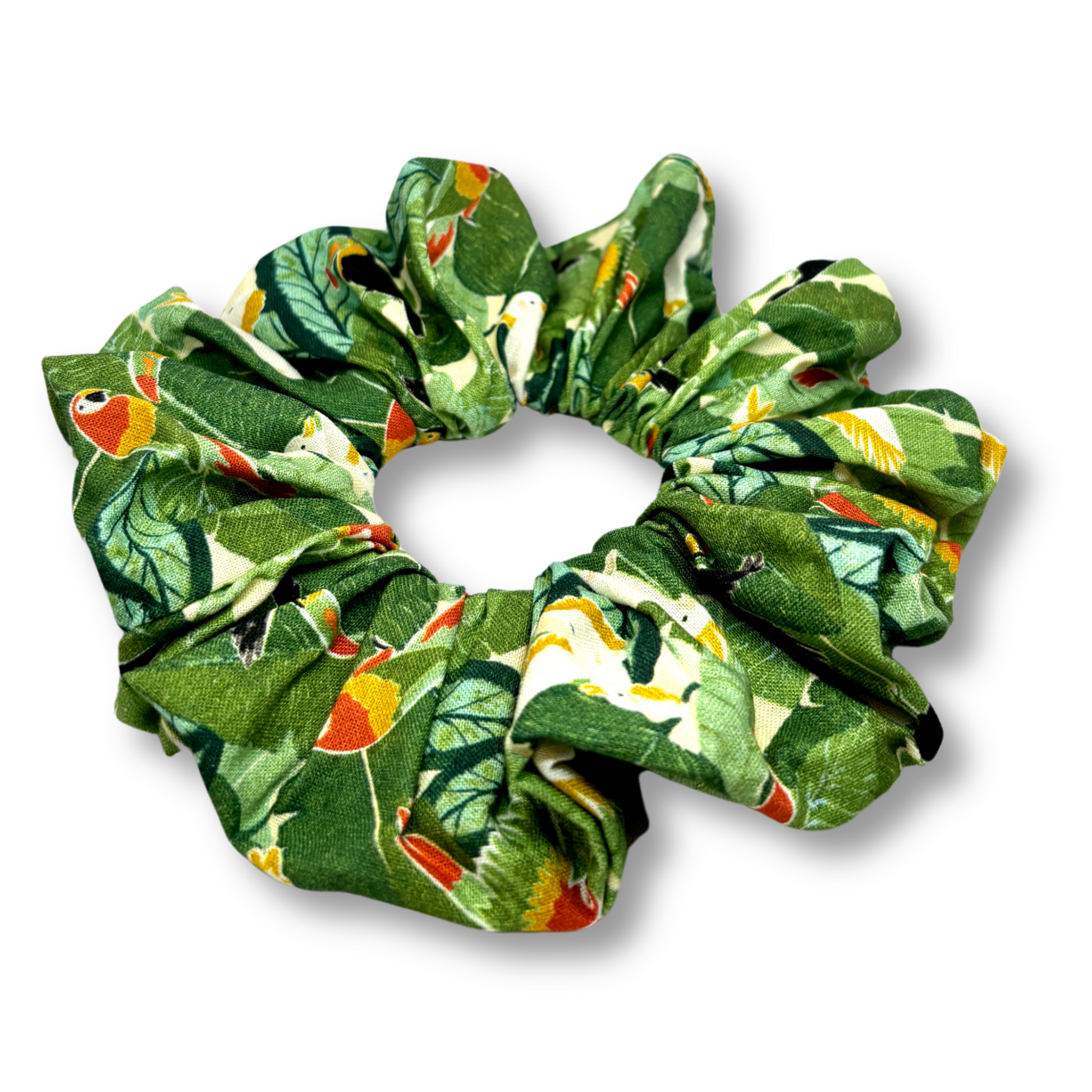 Jungle Bird and Leaves Oversized Scrunchie