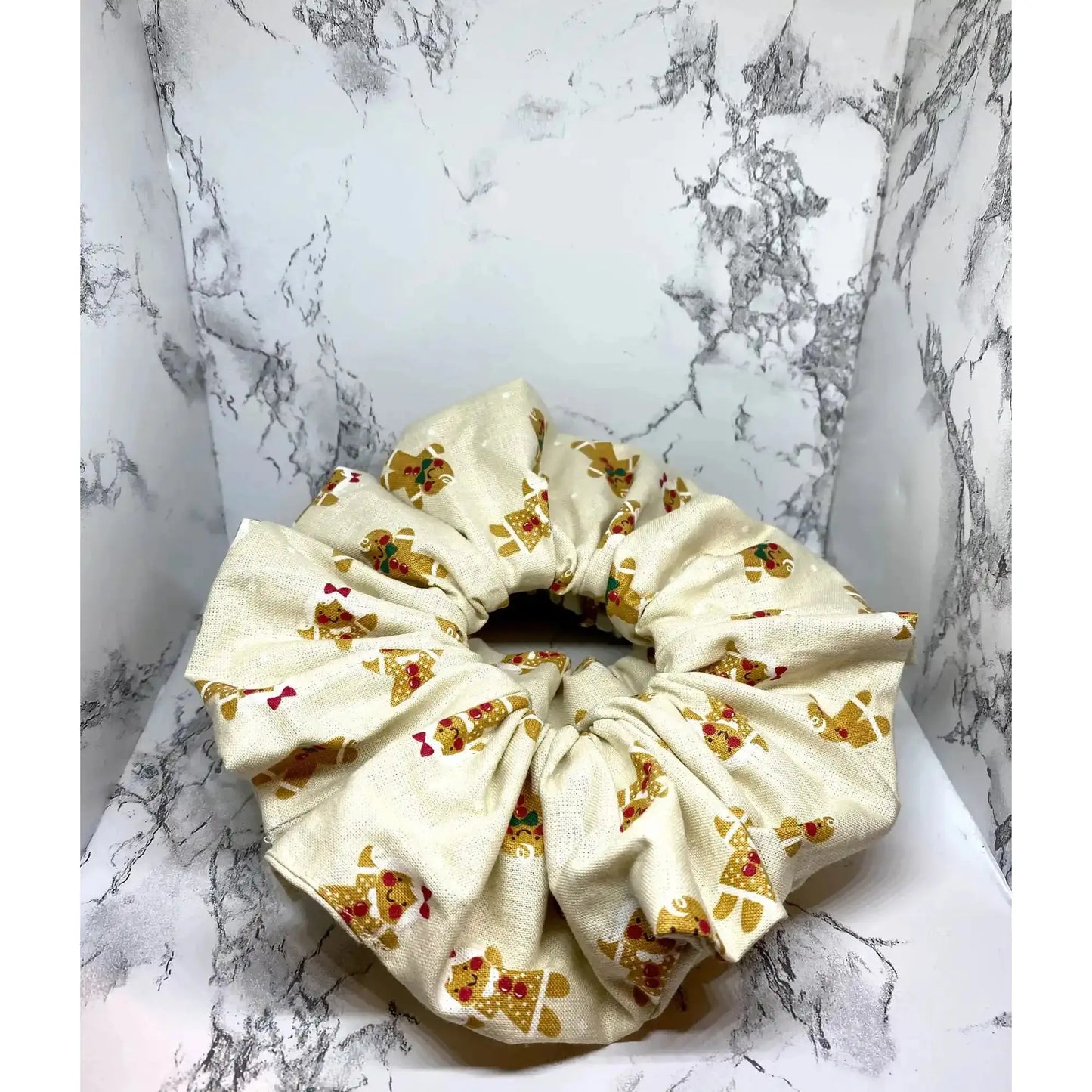 gingerbread christmas beige fashion hair scrunchie holiday