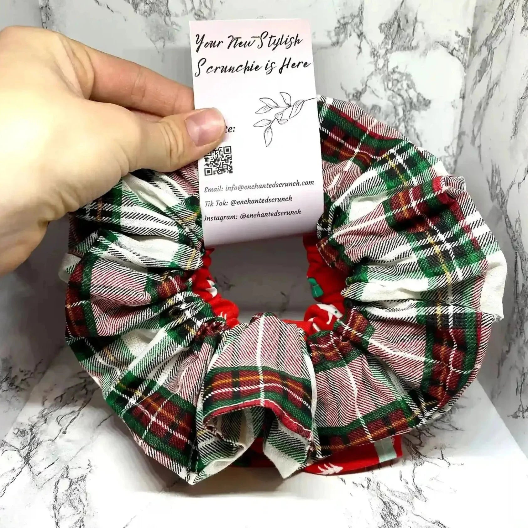 Red Trees and Plaid Christmas Set Scrunchie Enchanted Scrunch