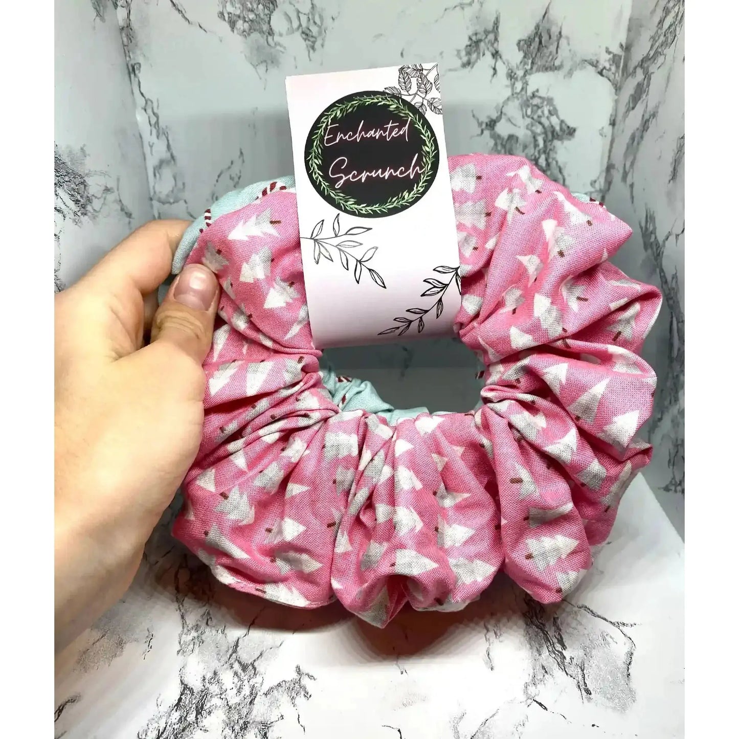 Pink Tree and Candy Cane Christmas Set Scrunchie Enchanted Scrunch