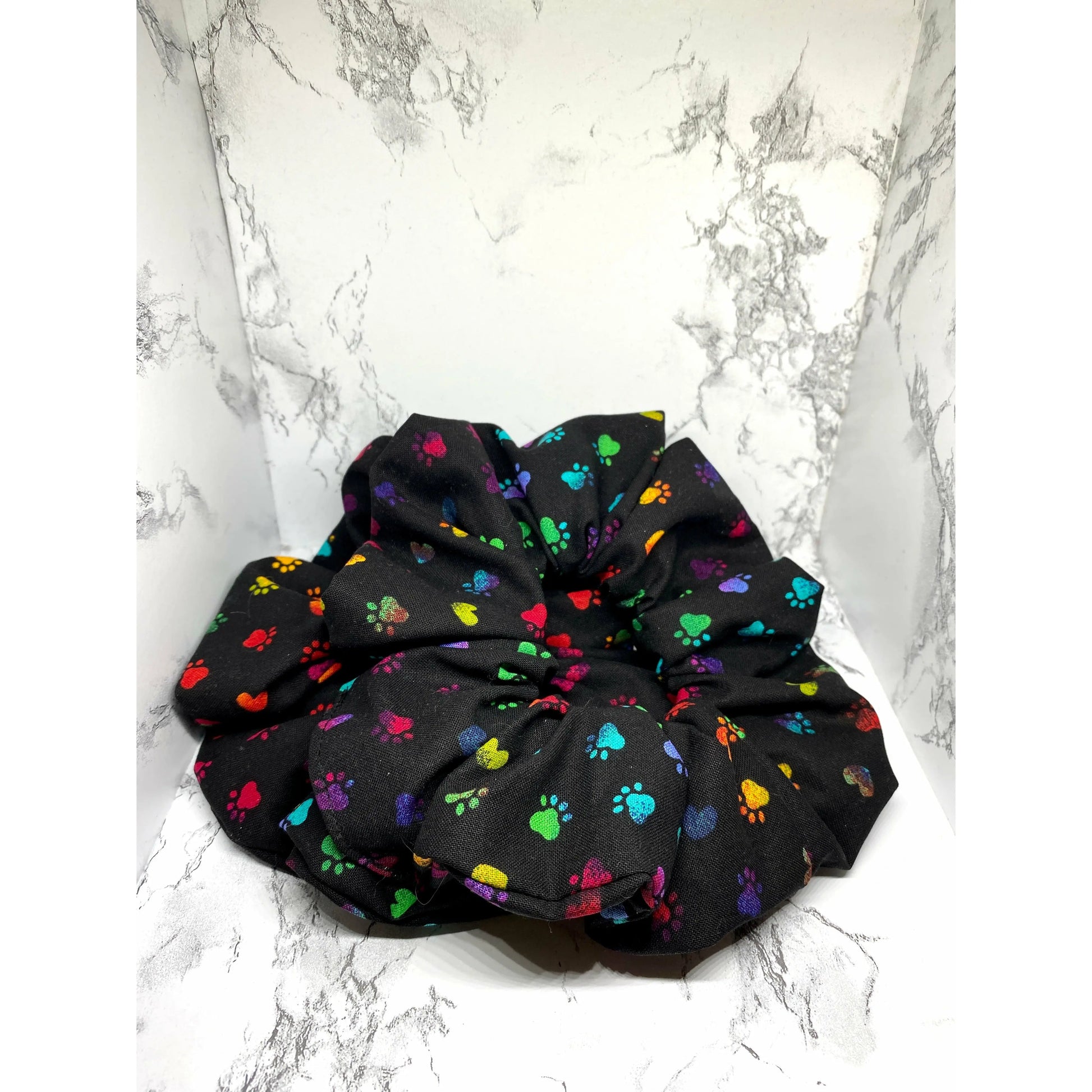 Black Colored Paw Print Scrunchie enchantedscrunch