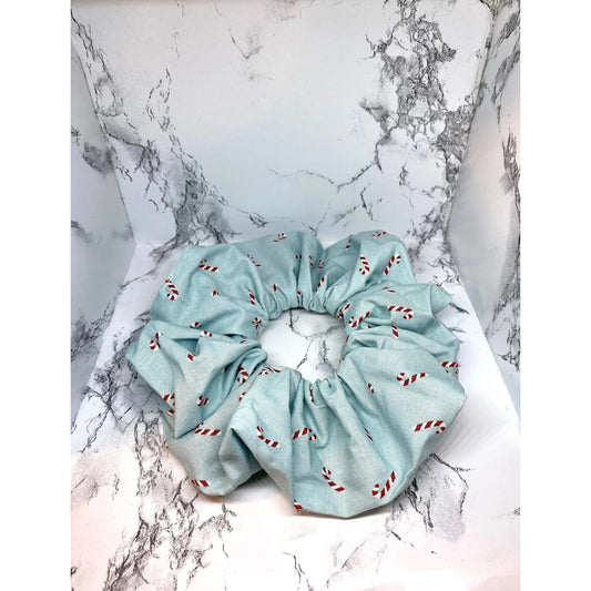 Blue Candy Cane Christmas Scrunchie Enchanted Scrunch