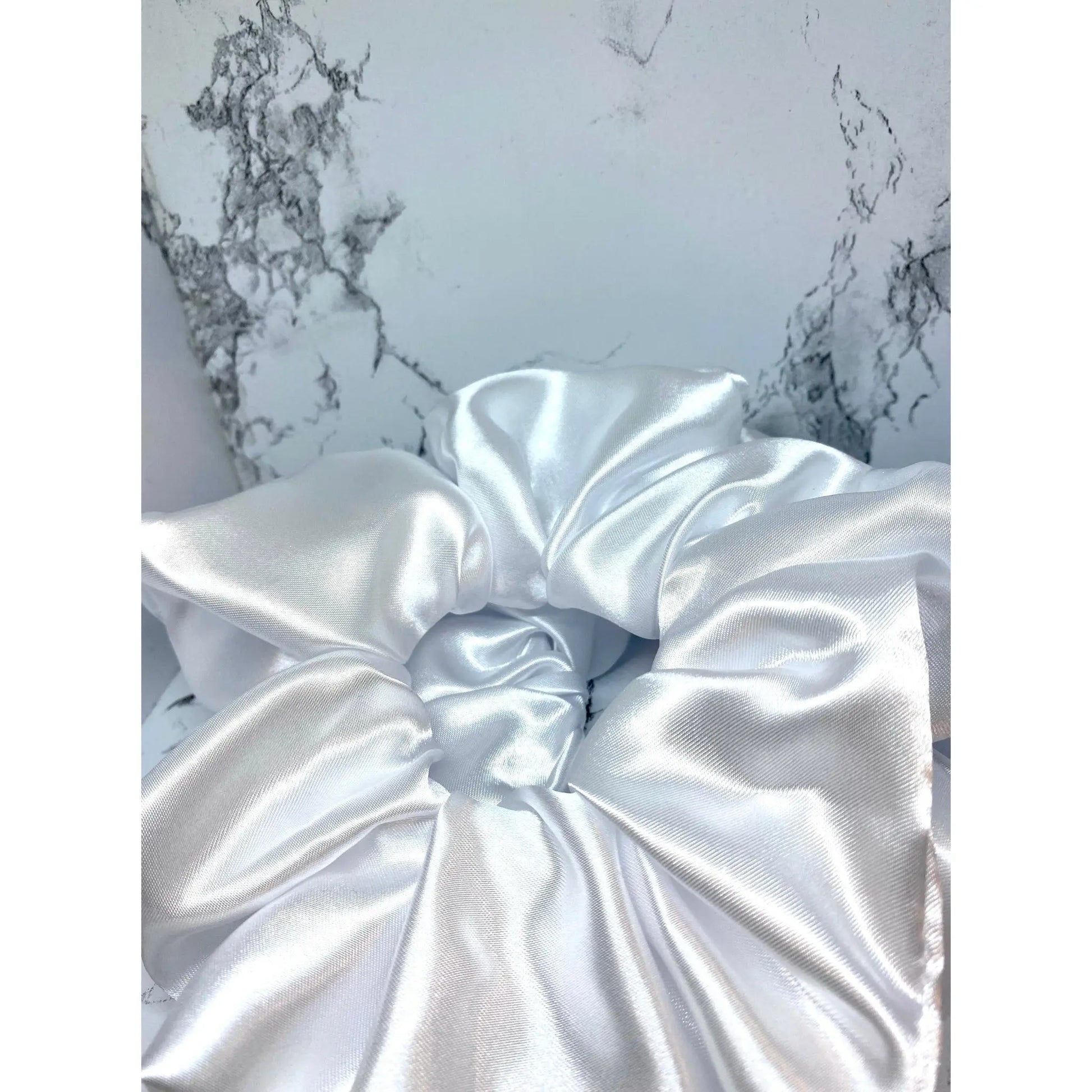 Up Close White Silk Scrunchie