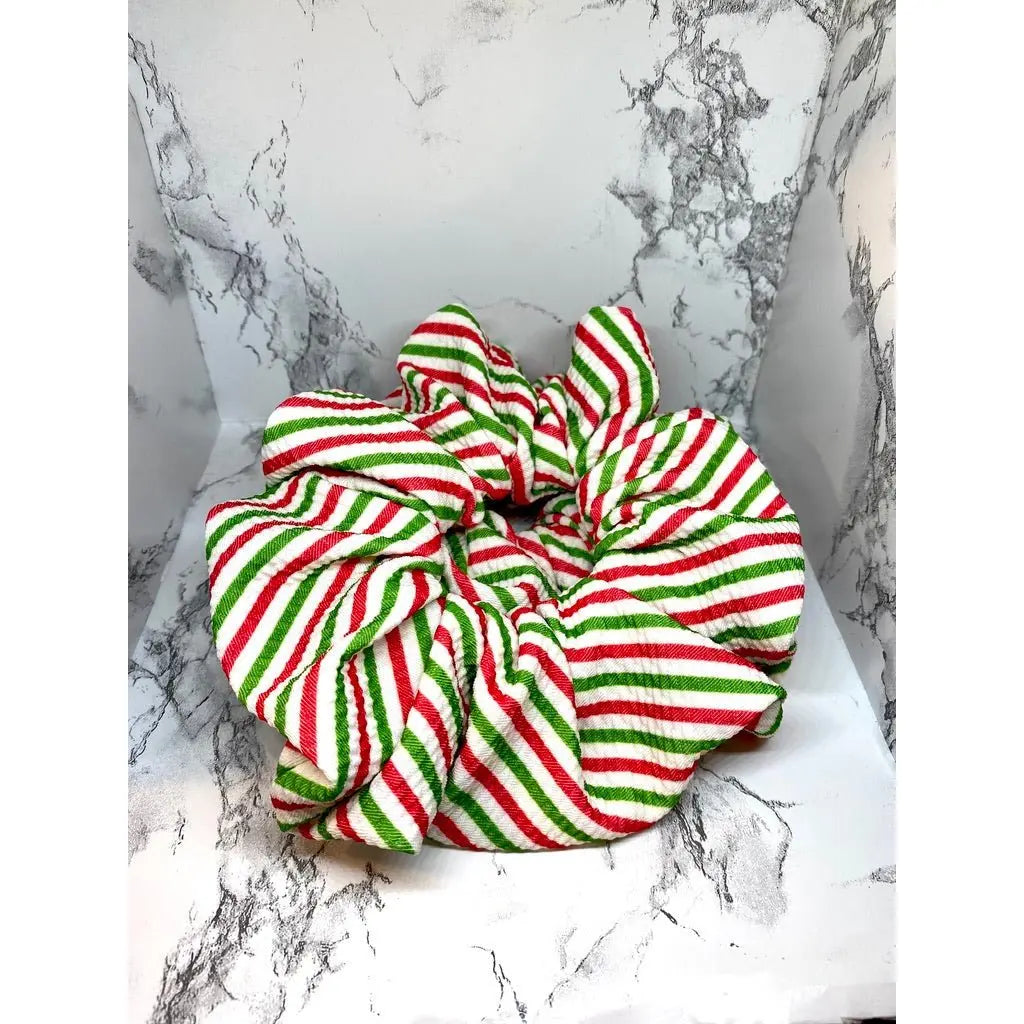 Striped Candy Cane Christmas Bullet Scrunchie Enchanted Scrunch