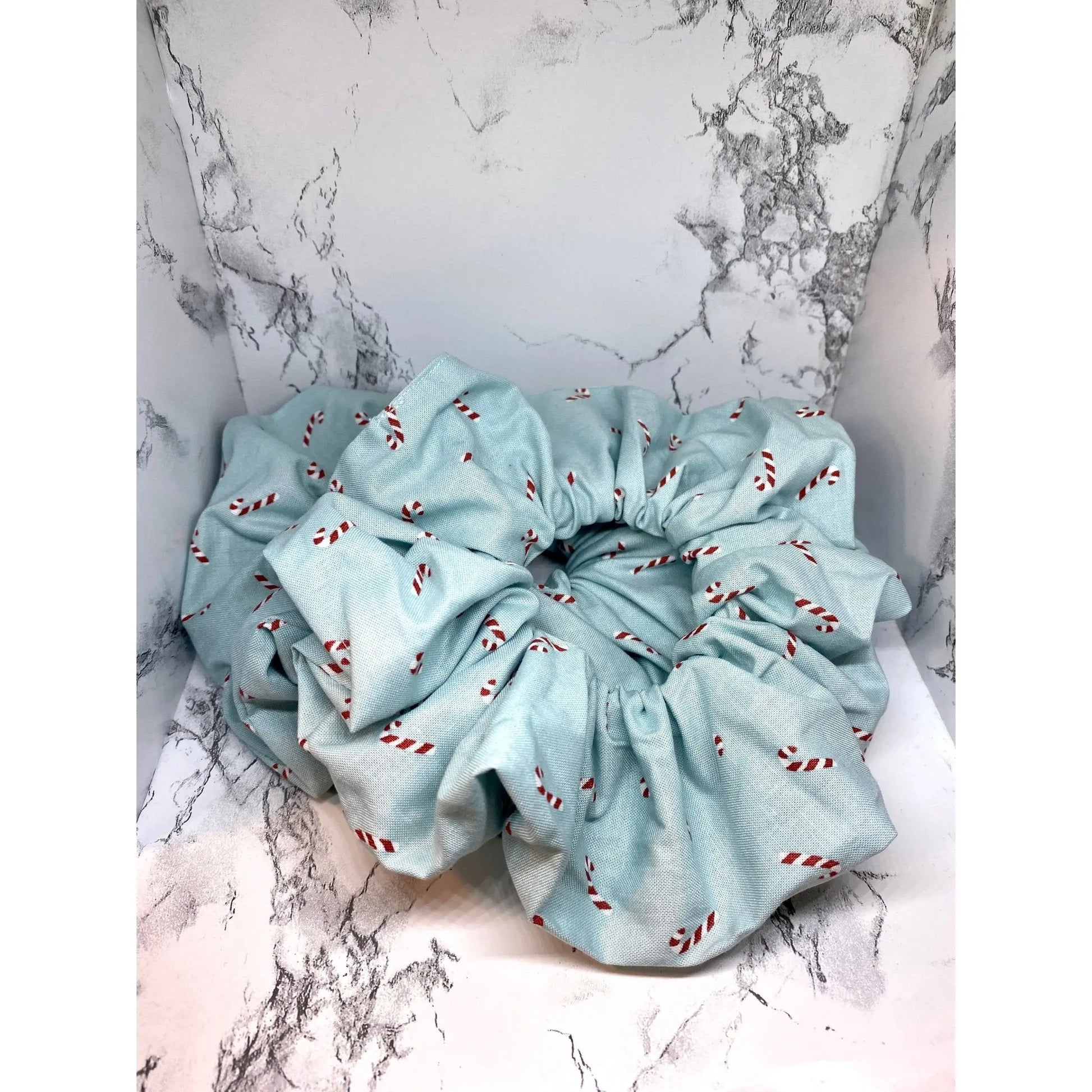 Blue Candy Cane Christmas Scrunchie Enchanted Scrunch