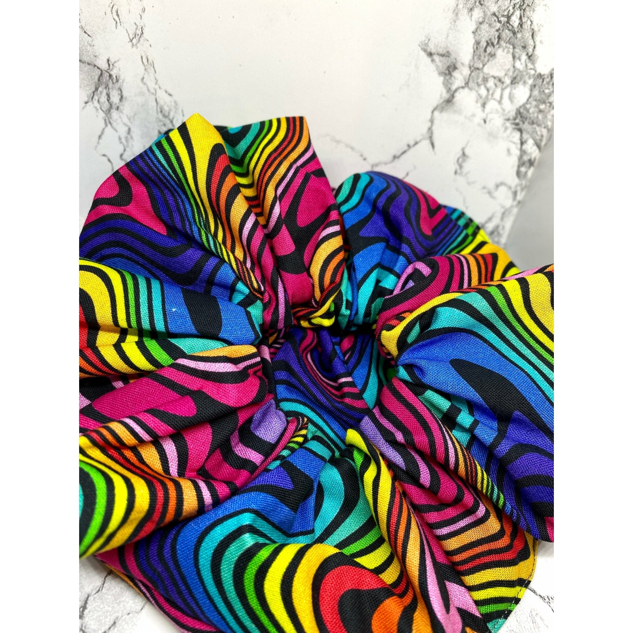 Black Rainbow Swirl Scrunchie