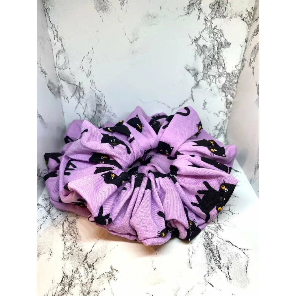 Purple Kitty Cat Halloween Scrunchie Enchanted Scrunch