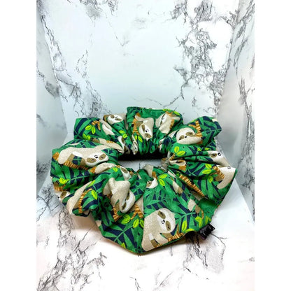 Jungle Sloth Summer Scrunchie enchantedscrunch