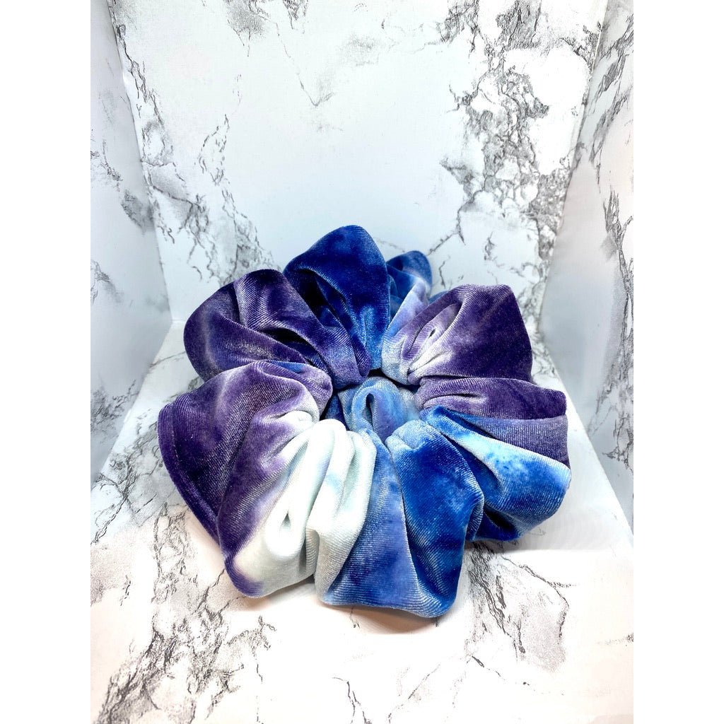 Blue & Purple Tie Dye Velvet Scrunch