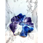 Load image into Gallery viewer, Blue &amp; Purple Tie Dye Velvet Scrunch
