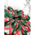 Load image into Gallery viewer, Red and Green Plaid Christmas Bullet Scrunchie
