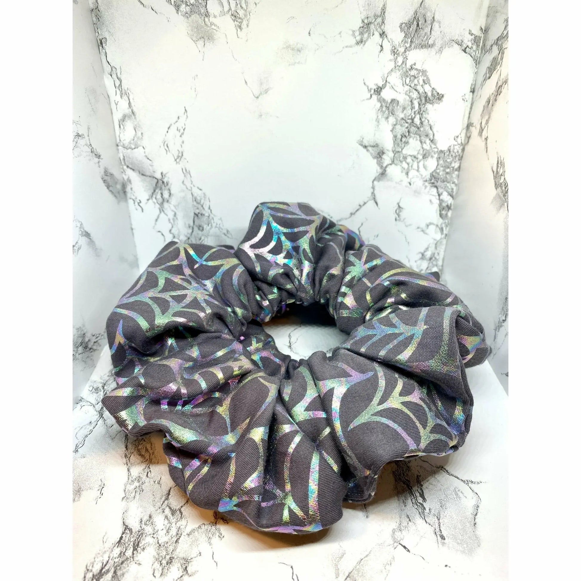 Grey Holographic Spiderweb Halloween Scrunch Enchanted Scrunch