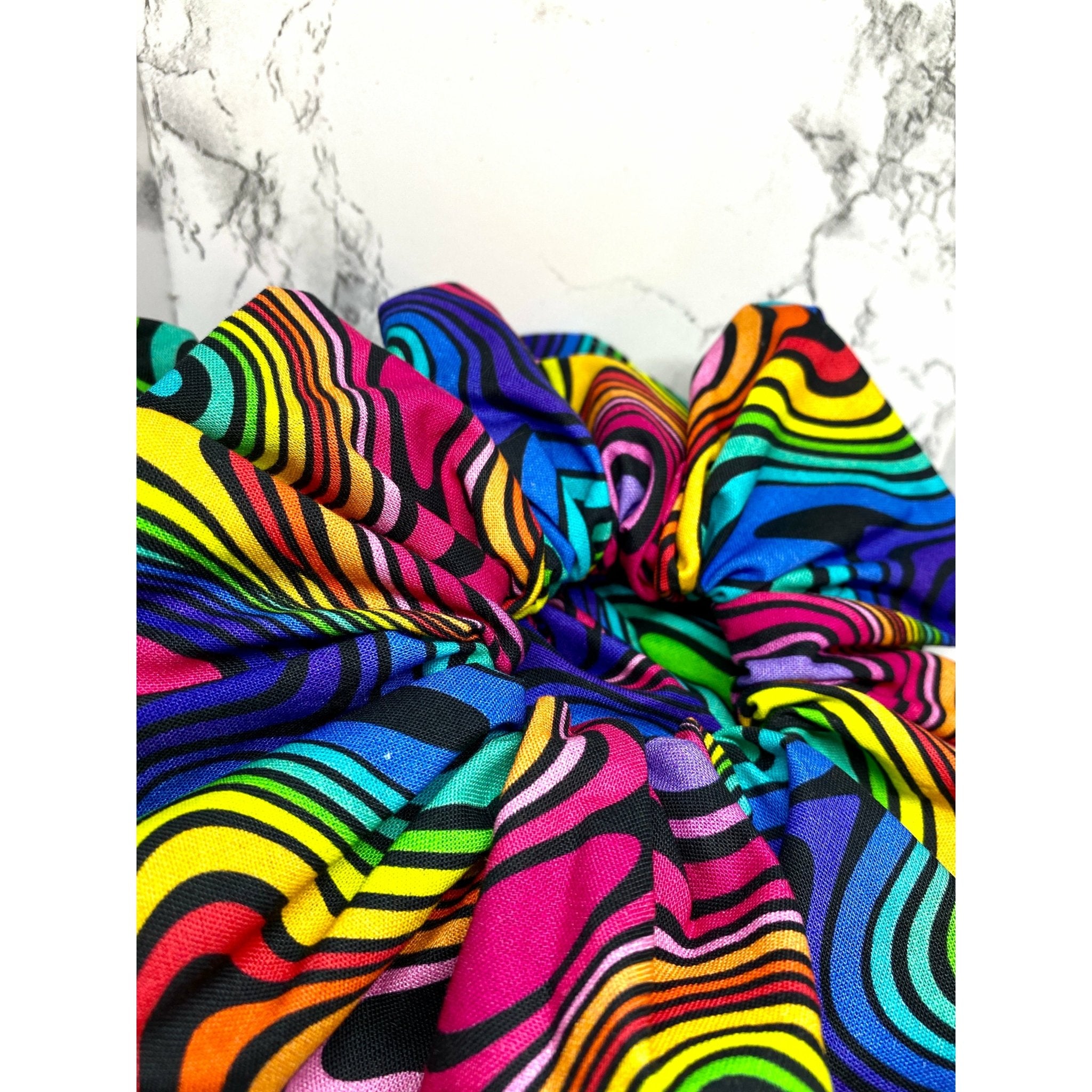 Black Rainbow Swirl Scrunchie