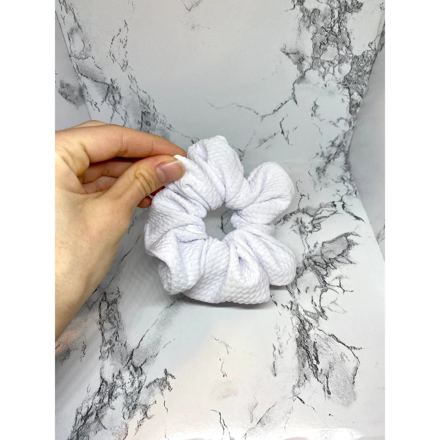 Mini White Bullet Scrunchie