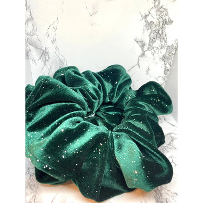 Green Sparkle Velvet Christmas Scrunchie Enchanted Scrunch