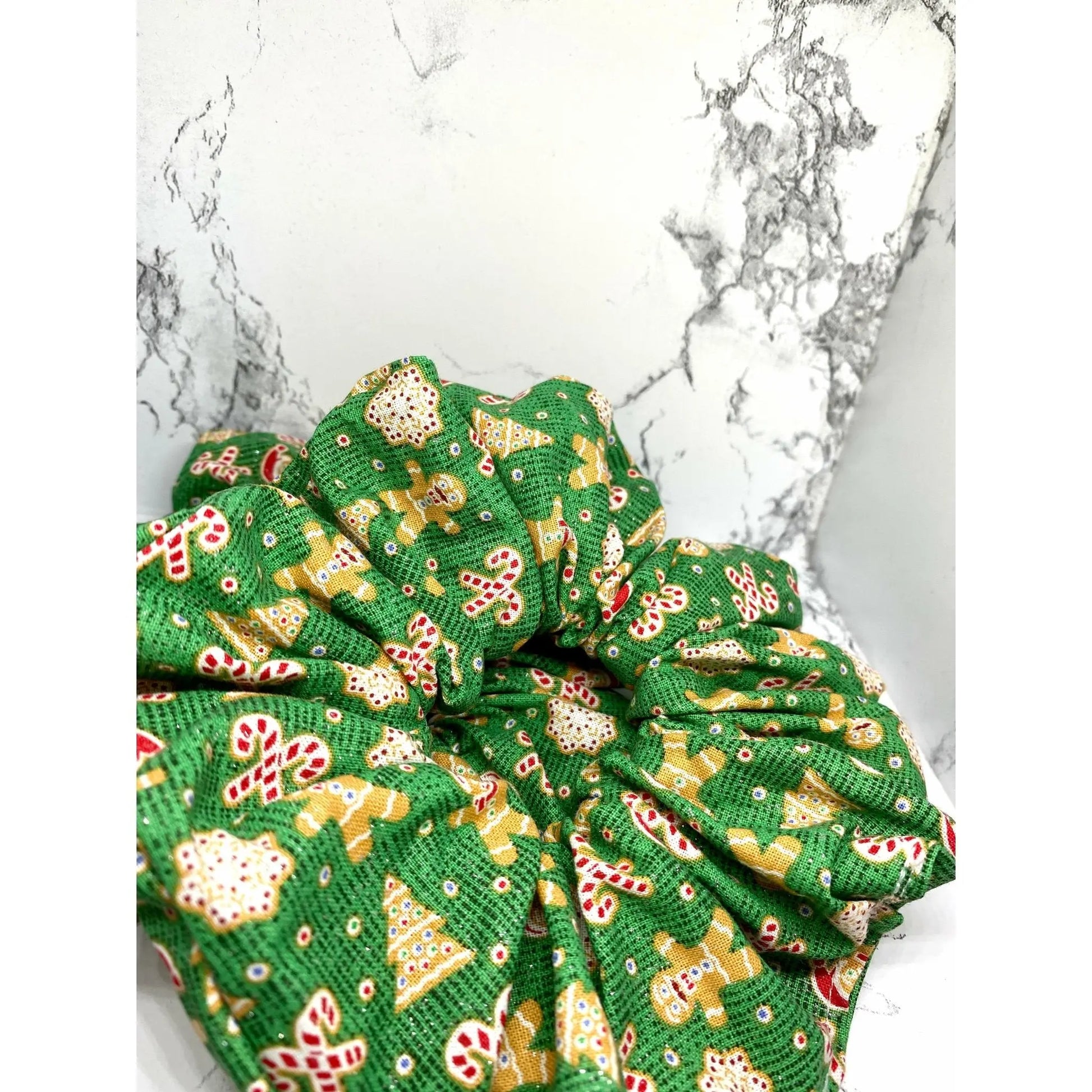 Green Gingerbread Cookies Christmas Scrunchie Enchanted Scrunch