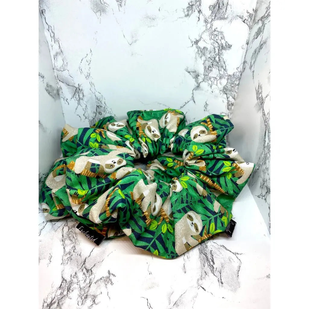 Jungle Sloth Summer Scrunchie enchantedscrunch