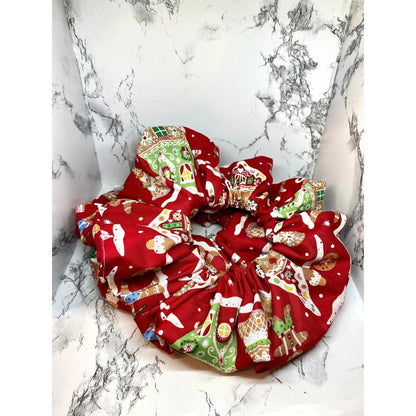 Red Gingerbread House Christmas Scrunchie Enchanted Scrunch