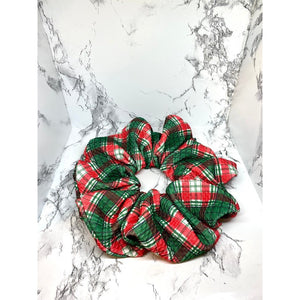 Red and Green Plaid Christmas Bullet Scrunchie