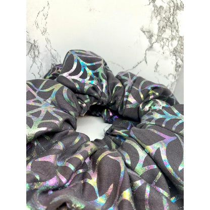 Grey Holographic Spiderweb Halloween Scrunch Enchanted Scrunch