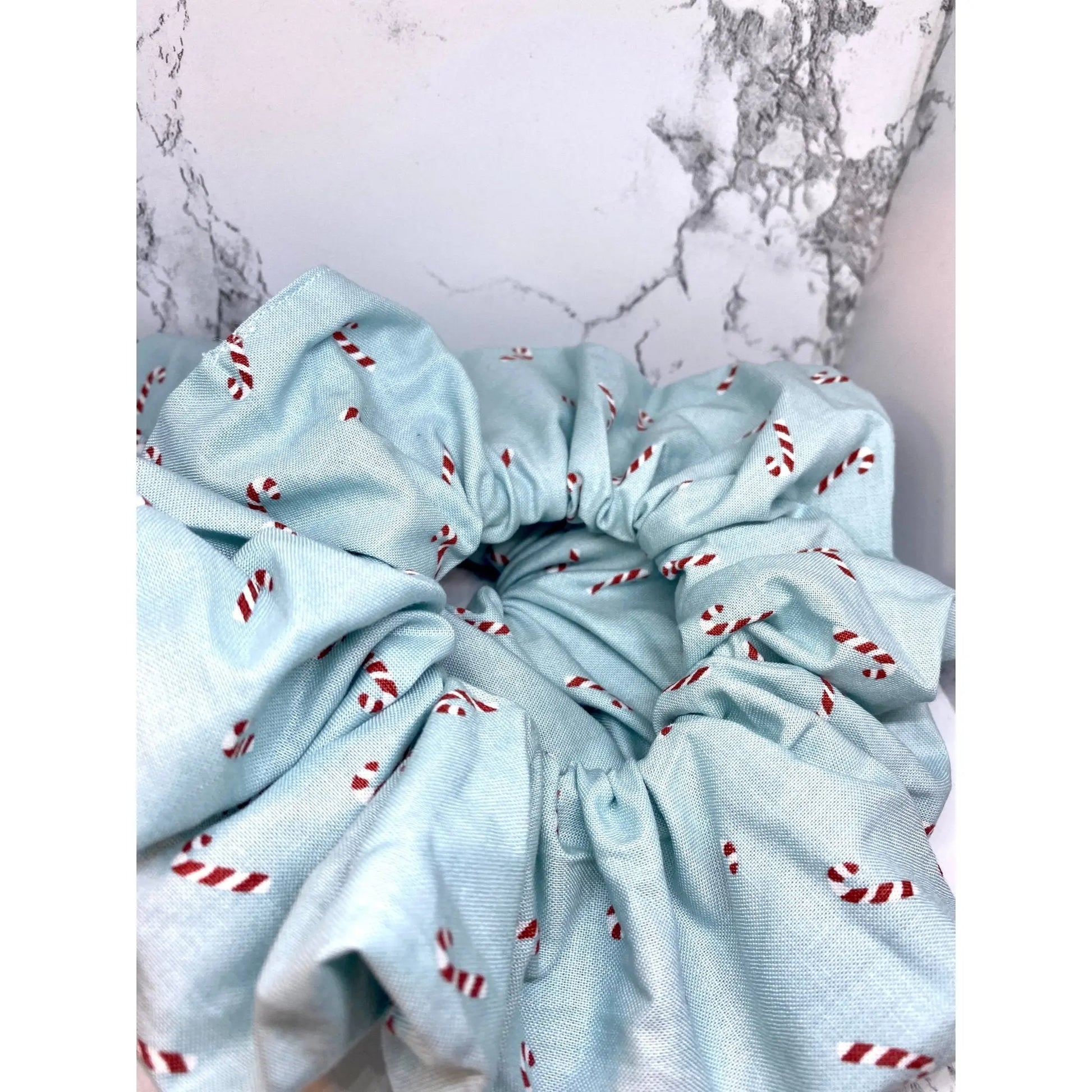 Blue Candy Cane Christmas Scrunchie Enchanted Scrunch