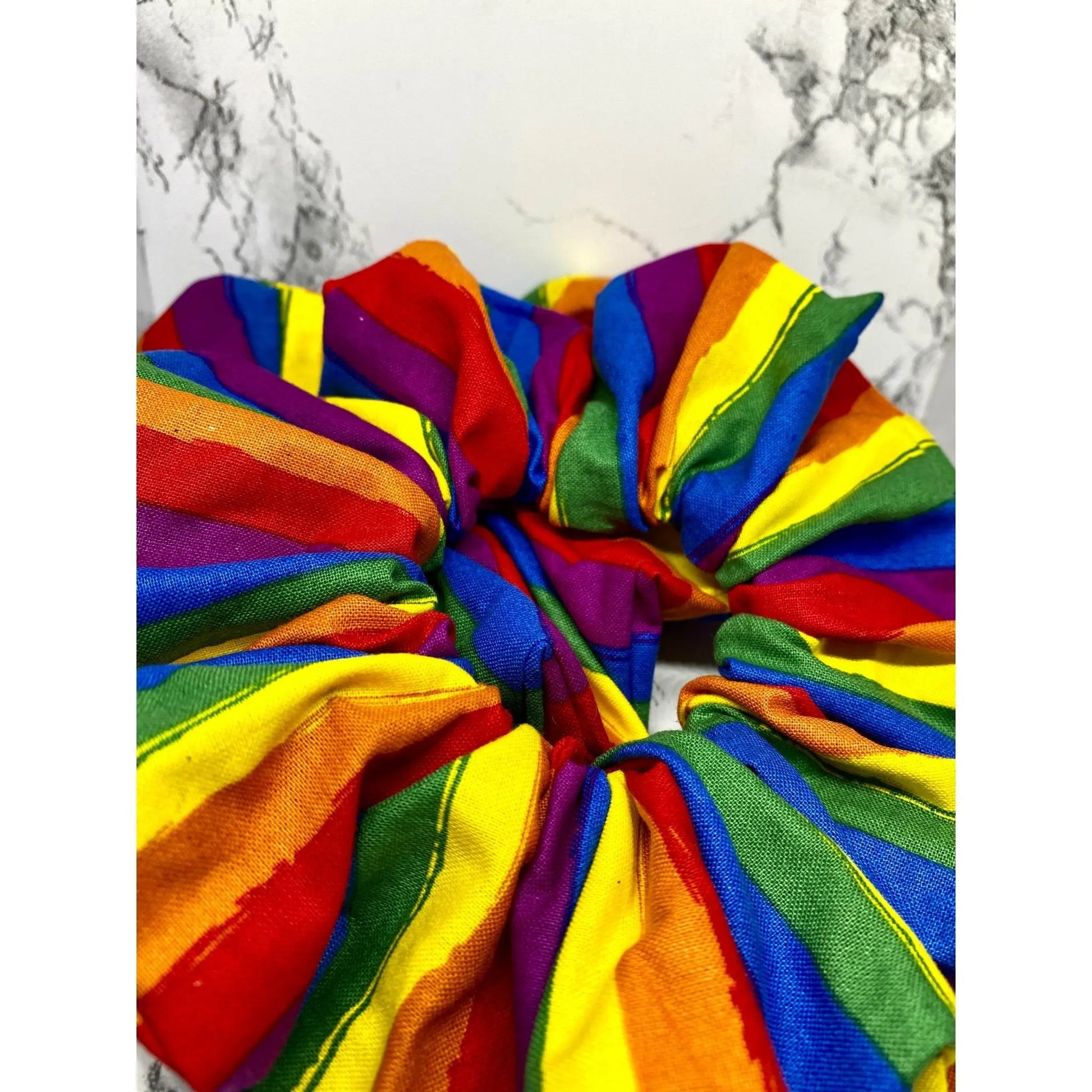 Rainbow Pride Flag Striped Scrunchie enchantedscrunch