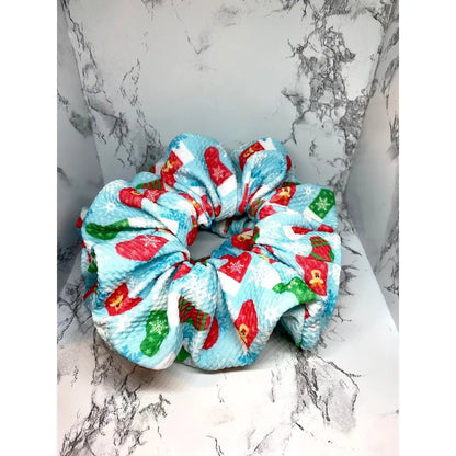 Blue Stocking Christmas Bullet Scrunchie Enchanted Scrunch