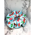 Load image into Gallery viewer, Blue Stocking Christmas Bullet Scrunchie
