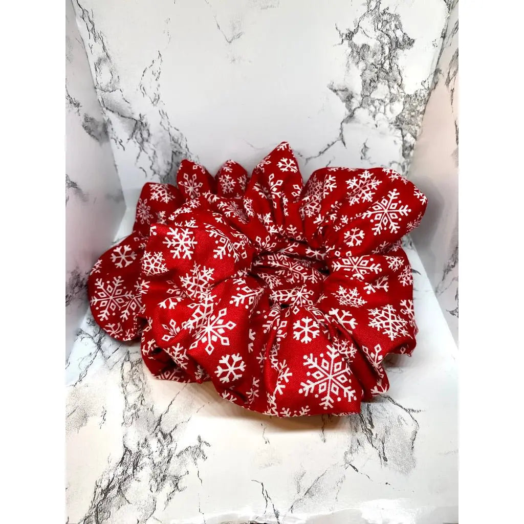 Red Snowflake Christmas Scrunchie Enchanted Scrunch