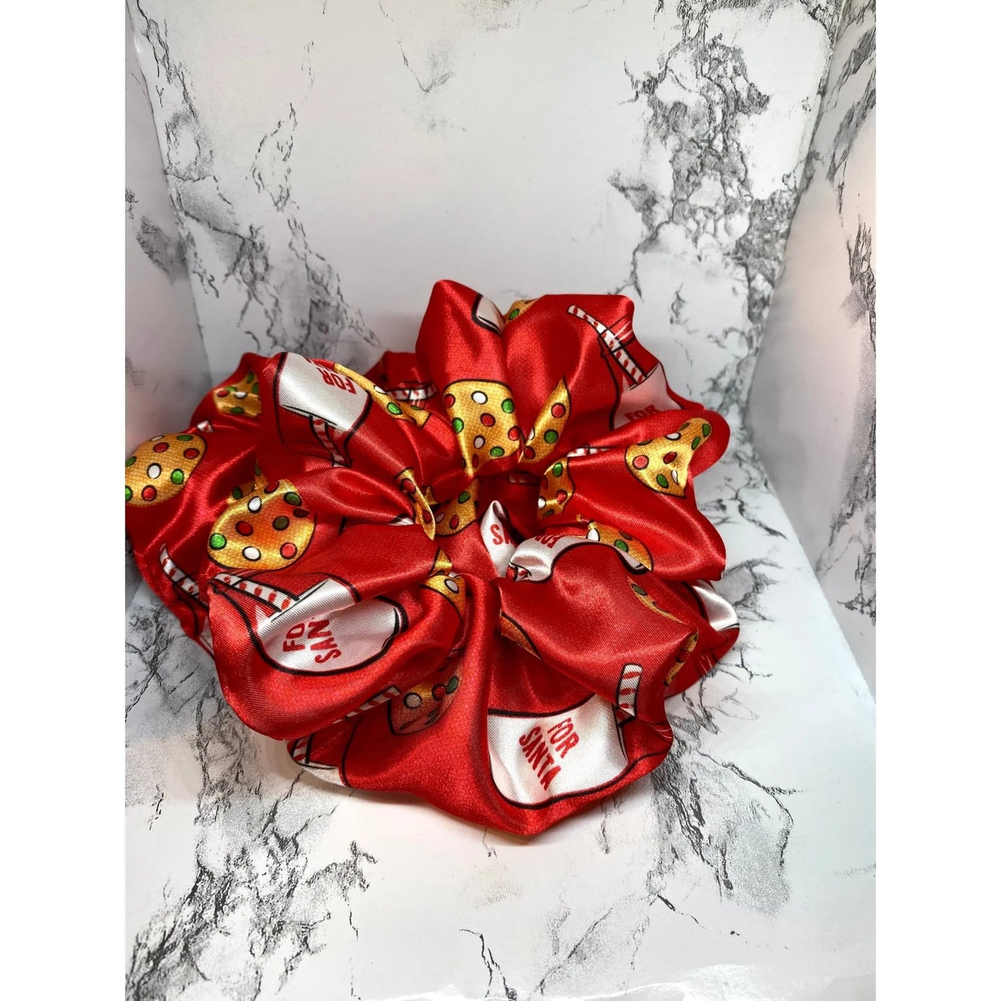 Red Cookies and Milk Silk Christmas Scrunchie Enchanted Scrunch