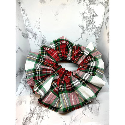 Red, Green, and White Plaid Christmas Scrunchie Enchanted Scrunch